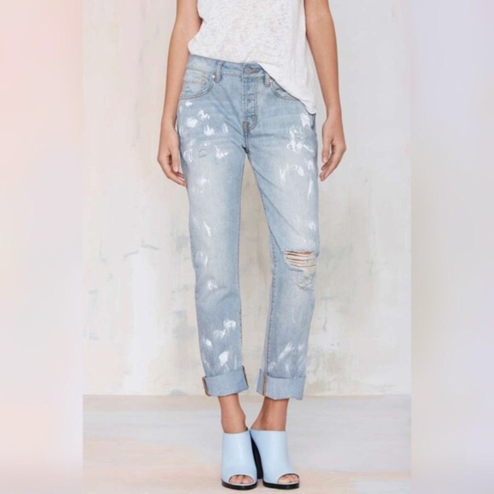 Nasty Gal Light Wash Distressed Boyfriend Jeans